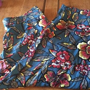 Loft. Floral wide leg pants.